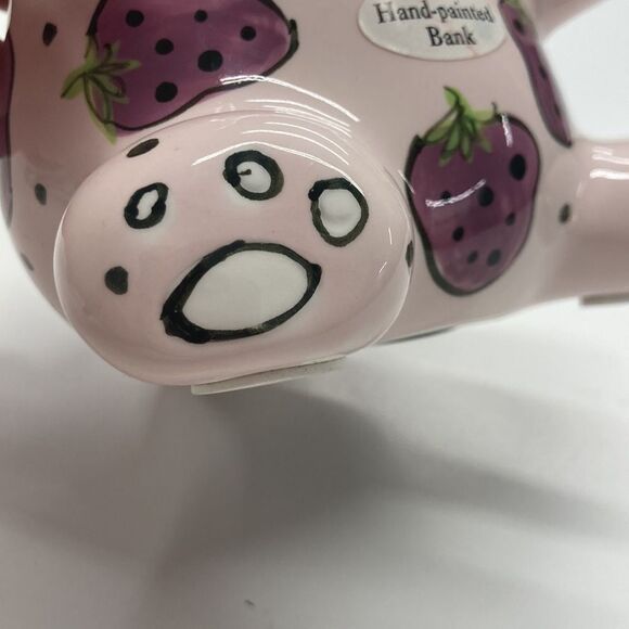 Ganz Meowberry Handpainted Cat Bank with Strawberries Signed by Pati Ceramic - Picture 13 of 16